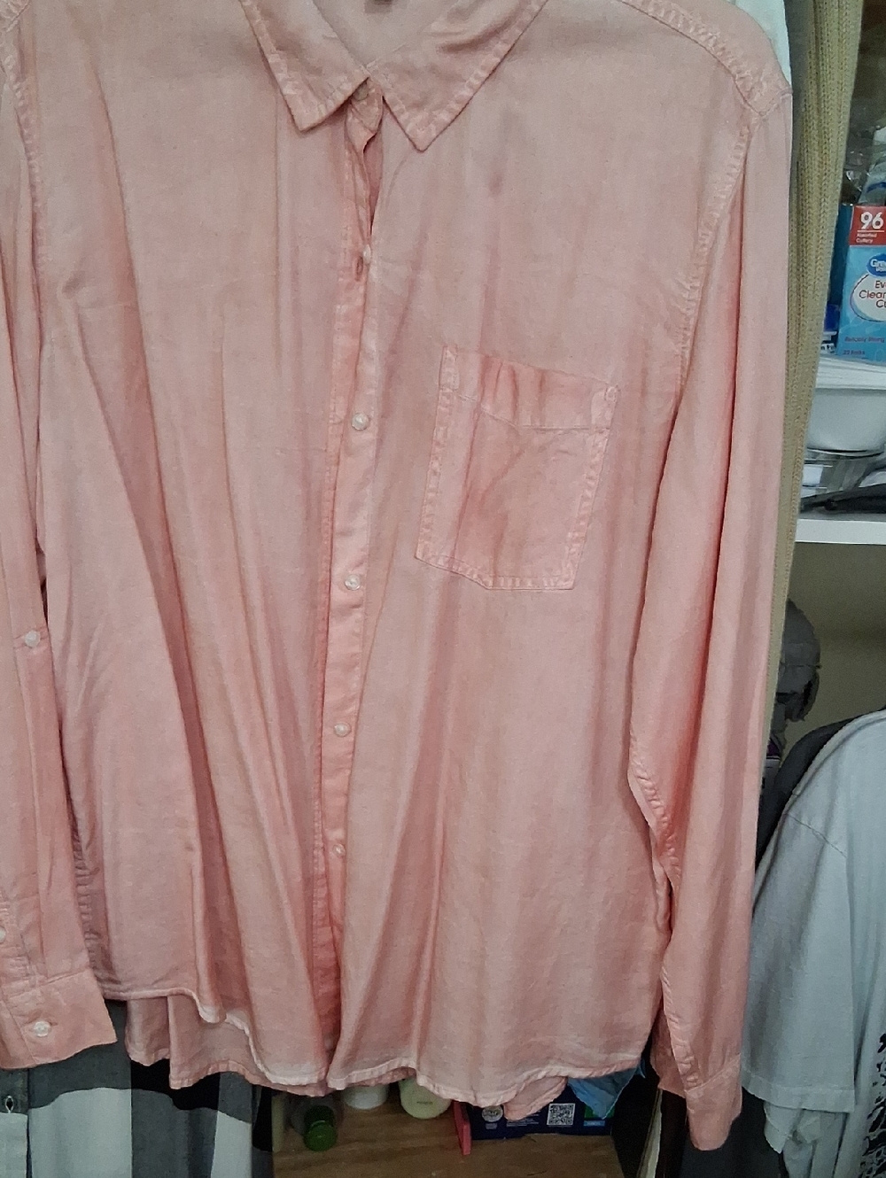 Relaxed Fit Casual Button-Down Shirt in Coral Pink
